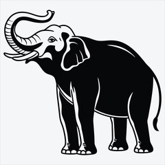 Fototapeta premium Asian Elephant line art White background illustration Generative Ai.