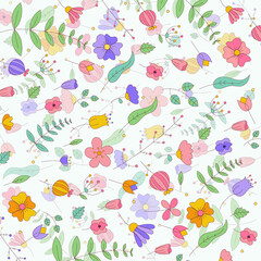 Seamless Floral Pattern with Pink Roses, Green Leaves and White Flowers on Dark Green Background Elegant Botanical Vintage Style for Fabric, Wallpaper, Gift Wrap, and Textile Design