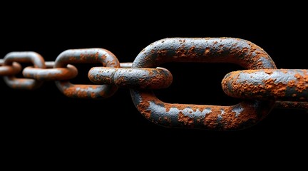 Obraz premium Rusty chain links close up dark background