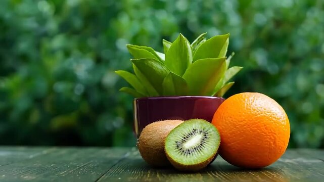 "Kiwi & Orange Closeup - Fresh Fruits Video 4K"