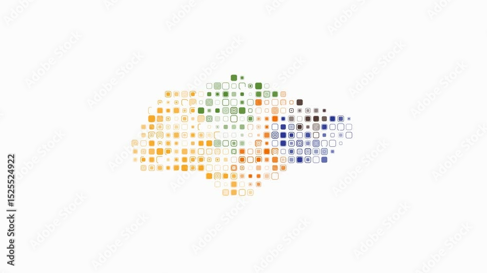 Poster singapore dotted animation. shape of the country build of pulsating colored dots. large size rounded