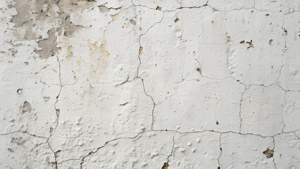 Obraz premium Cracked white wall with peeling paint and grunge texture background