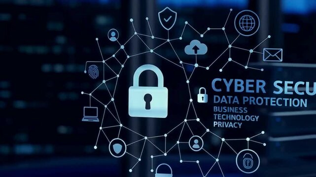 4K Futuristic Data Protection Network &ndash; Cybersecurity AI Firewall and Secure Server Technology

