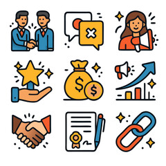 Sponsorship deals icon for business growth and success, suitable for marketing materials, presentations, websites, and social media posts.