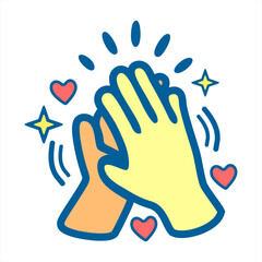 High Five of Friendship and Positivity, Colorful Illustration of Connection