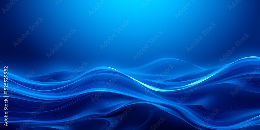Poster abstract blue background featuring flowing waves and a gradient color scheme from dark to light