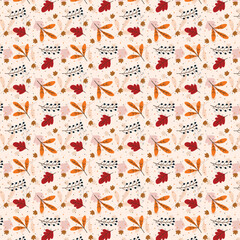 Colorful Seamless Botanical Floral Pattern with Hand-Drawn Flowers and Leaves – Ideal for Wrapping Paper, Fashion Fabrics, Wallpapers, and Stationery Design