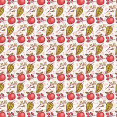 Elegant Seamless Decorative Floral Pattern with Colorful Vintage Style Leaves and Flowers – Perfect for Fabric, Wallpaper, Textile, and Surface Design