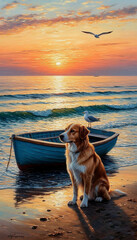 dog on the beach