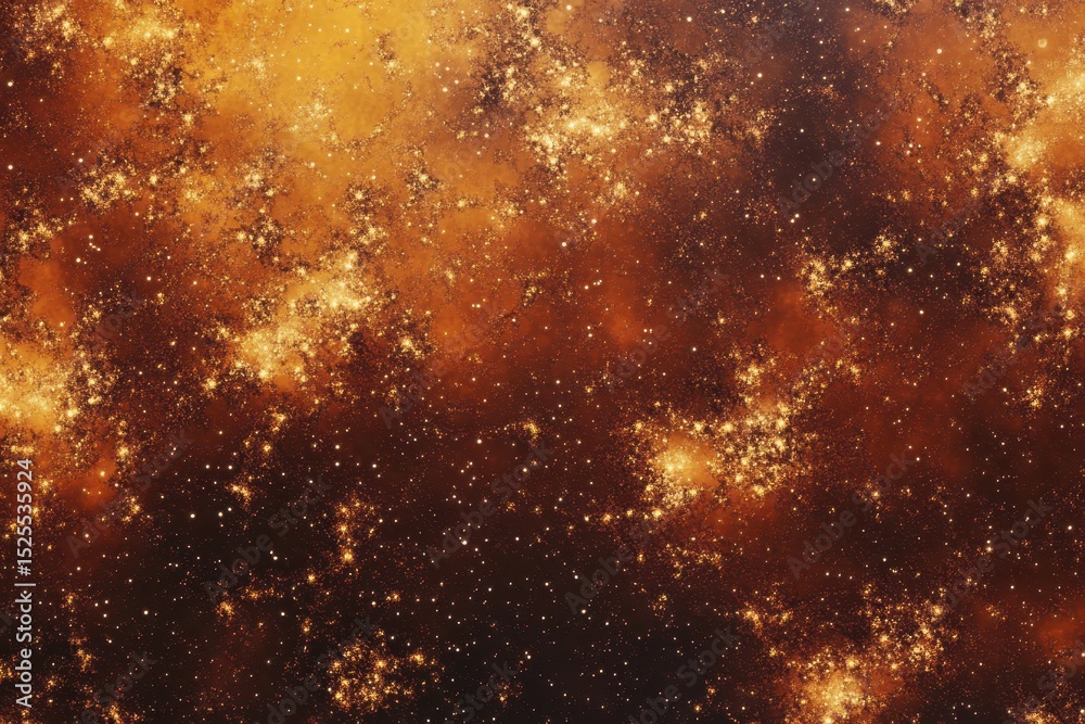 Leinwandbilder exploring the warm amber hues of an abstract fractal universe filled with cosmic wonders, warm amber