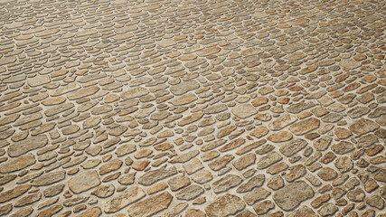 Concept or conceptual solid beige background of stone texture floor as a vintage pattern layout. A 3d illustration metaphor for construction, architecture, urban and interior design