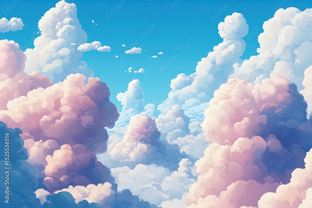 Poster colorful clouds fill the sky creating a serene atmosphere at midday, background clouds