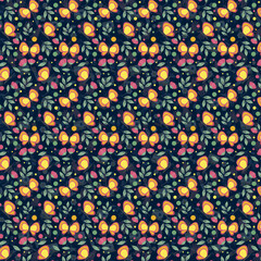 Seamless Vector Floral Pattern &ndash; Elegant Hand-Drawn Botanical Illustration with Repeating Design for Fabric, Wallpaper, and Digital Backgrounds