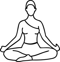 yoga line art vector icon on withe background