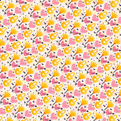 Seamless Hand-Drawn Floral Pattern with Colorful Leaves and Botanical Elements in Soft Pastel Tones – Ideal for Fabric, Wallpaper, and Stationery Design