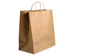 Kraft paper bag retail shopping mockup isolated on transparent background