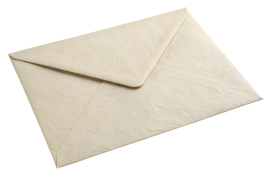 Cream stationery envelope mockup image isolated on transparent background
