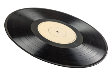 Vintage vinyl record music audio disc isolated on transparent background