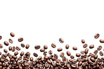 Obraz premium Coffee bean tossing action studio setting food close-up view isolated on transparent background