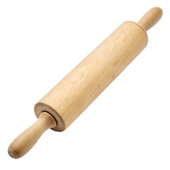 Wooden rolling pin kitchen utensil bake tool isolated on transparent background