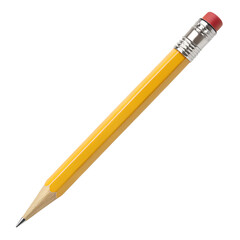 Stock photo of a yellow writing pencil isolated on transparent background