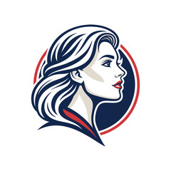 girl with long hair woman face vector illustration Woman face logo mascot
