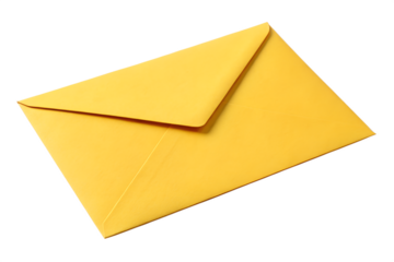 Yellow envelope mockup for mail delivery isolated on transparent background