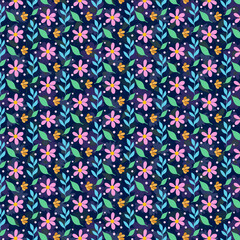 Soft Pink Floral Seamless Pattern with Vintage Petals and Elegant Leaves – Romantic Botanical Background for Textile, Wallpaper, and Surface Design