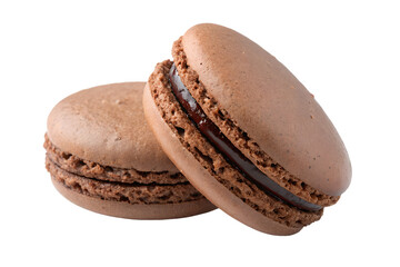 Chocolate macarons gourmet sweet treats isolated on transparent background