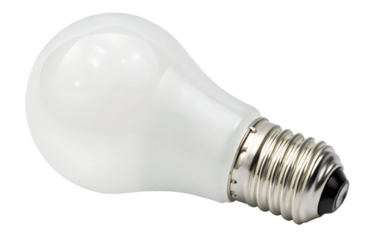 Frosted lightbulb energy efficient bulb isolated on transparent background