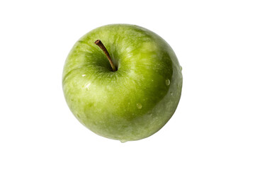 Fresh green apple fruit close up view isolated on transparent background