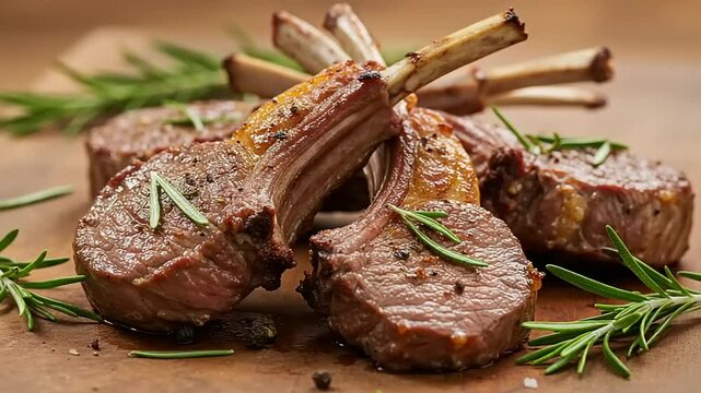 Delicious Lamb Chops with Rosemary: A Culinary Delight and Gourmet Food Presentation