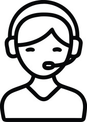Obraz premium A single isolated flat design vector-style icon of a customer service representative wearing a headset.