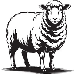 Detailed Sheep Engraving