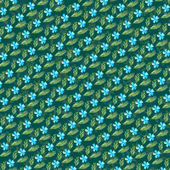 Fototapeta premium Seamless Hand-Drawn Floral Pattern with Colorful Leaves and Botanical Elements in Soft Pastel Tones – Ideal for Fabric, Wallpaper, and Stationery Design