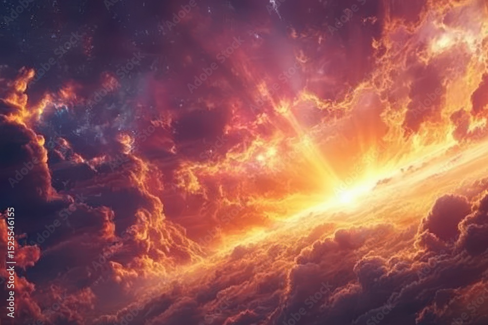 Poster beautiful sundown nebulosity timelapse showcasing vivid colors and swirling clouds in the evening sk