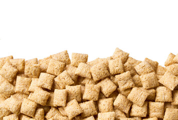 corn pads in a white background, close up, top view. Crispy corn pads in a white background.
