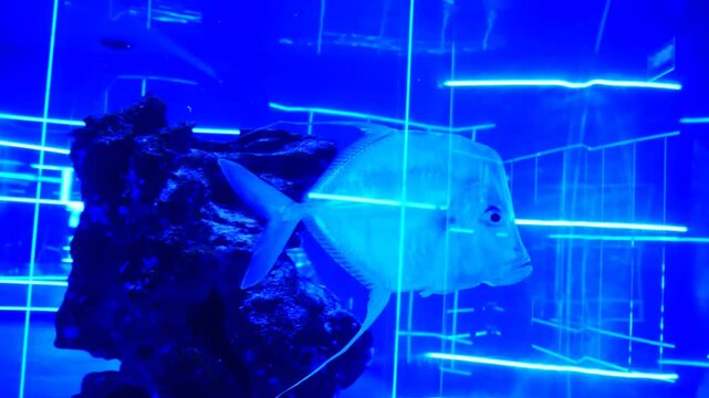 Close-up of a nice silver Moonfish in aquarium