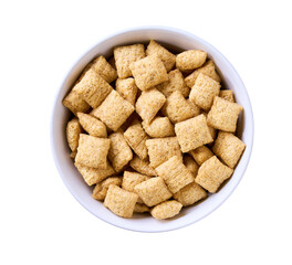 corn pillows in a plate isolated on a white background, top view. healthy sweet snack for breakfast.