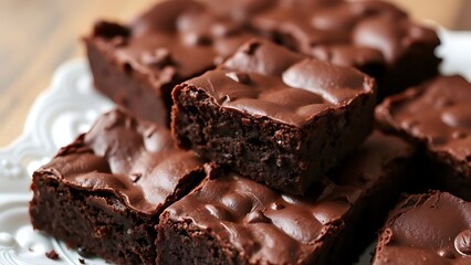 chocolate cake with nuts in a plate