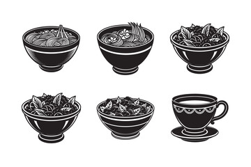 silhouette of cooking vowl on the white background