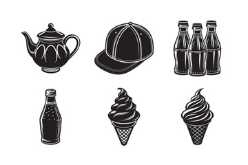 silhouette of cooking tools on the white background