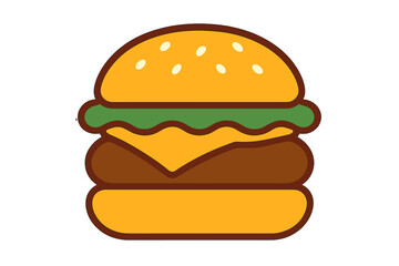 The icon showcases a delectable burger featuring a patty, cheese, and lettuce, making it well-suited for representing fast food establishments