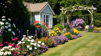 Fototapeta premium old house with flowers