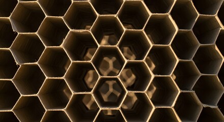 Recycled cardboard honeycomb pattern in brown tones