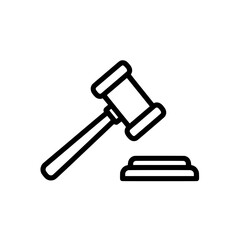 Outline Judge Gavel Icon Representing Justice, Law or Legal Decision