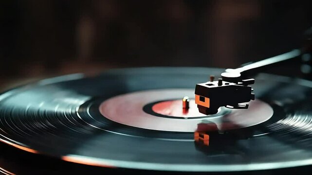 Vintage vinyl record player close up