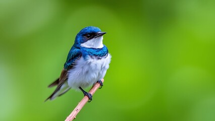 Obraz premium Small Blue and White Bird on a Branch 