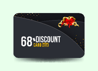 Premium Voucher Card Template 68% Discount with Golden Accents Modern Elegant Gift Card Black and Gold Theme Luxury Card Design Black and Gold Promotional Template