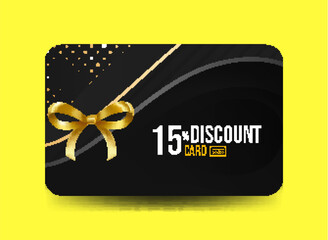 Premium Voucher Card Template 15% Discount with Golden Accents Modern Elegant Gift Card Black and Gold Theme Luxury Card Design Black and Gold Promotional Template
